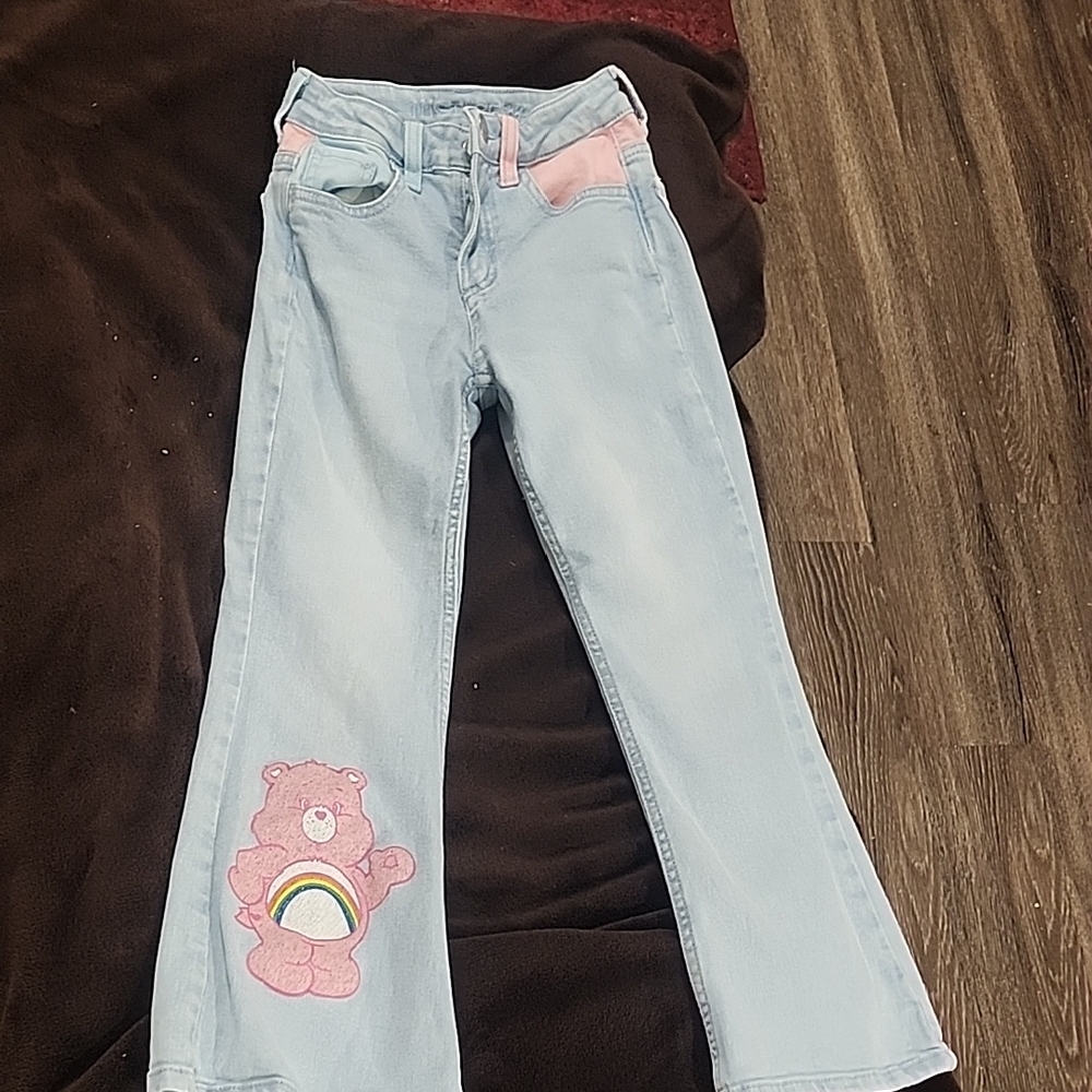 Light Blue Jeans with Pink Accents